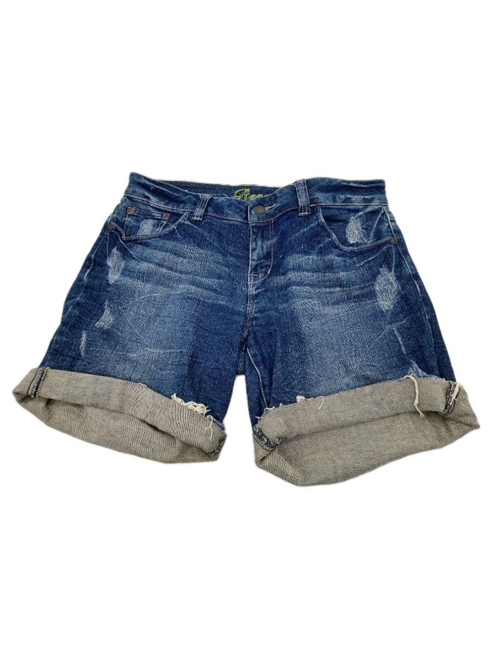 Reese Delia’s Woman’s Denim Shorts 11 / 12 Distressed Whiskered Shaded Stretch